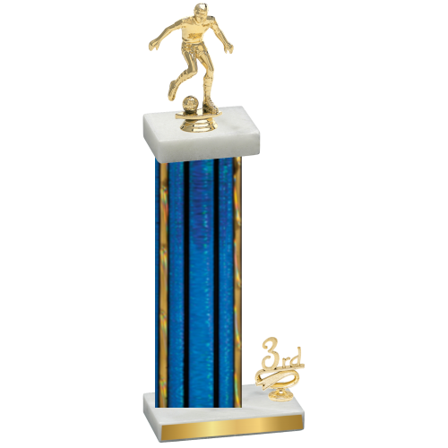 Accented Single Blue Glacier Third Place Soccer Trophy