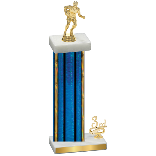 Accented Single Blue Glacier Third Place Rugby Trophy