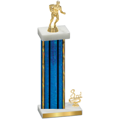 Accented Single Blue Glacier Third Place Rugby Trophy