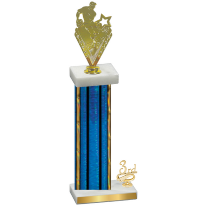 Accented Single Blue Glacier Third Place Rugby Trophy
