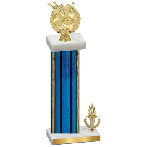 Accented Single Blue Glacier Victory Bowling Trophy