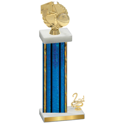 Accented Single Blue Glacier Second Place Basketball Trophy