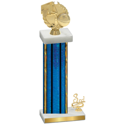 Accented Single Blue Glacier Third Place Basketball Trophy