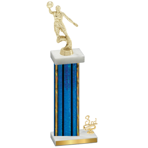 Accented Single Blue Glacier Third Place Basketball Trophy