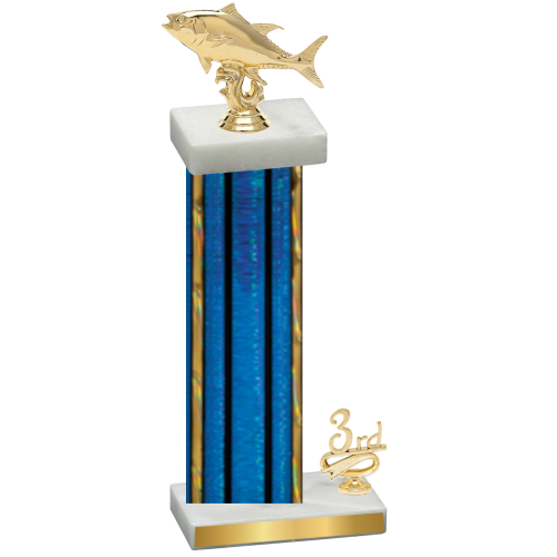 Accented Single Blue Glacier Third Place Fishing Trophy