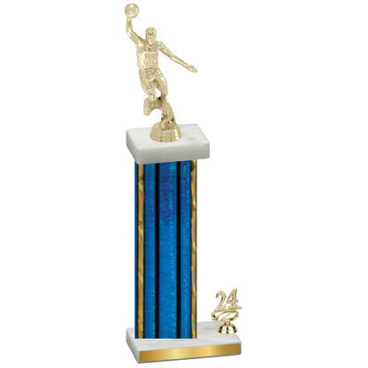 Accented Single Blue Glacier Year Basketball Trophy