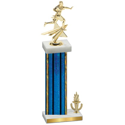 Accented Single Blue Glacier Victory Flag Football Trophy