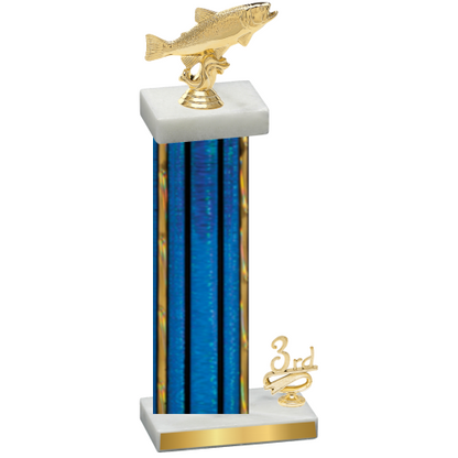 Accented Single Blue Glacier Third Place Fishing Trophy