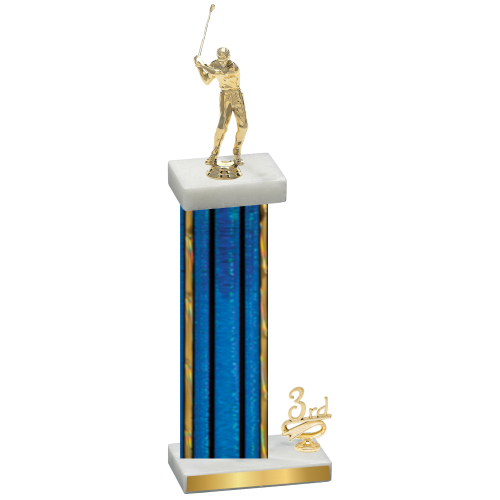 Accented Single Blue Glacier Third Place Golf Trophy