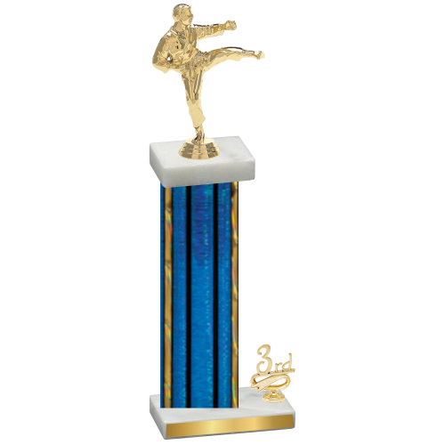 Accented Single Blue Glacier Third Place Karate Trophy