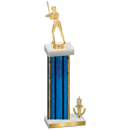 Accented Single Blue Glacier Victory Softball Trophy