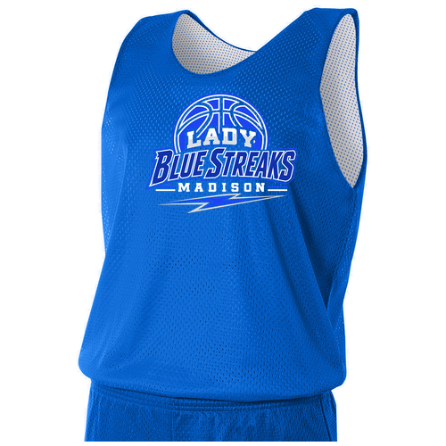 Royal/ White front - 2026 - 2027 Madison Girls Basketball A4 Sprint Reversible Mesh Tank