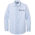 White/ Newport Blue Grid Check front - Kodiak Brooks Brothers® Tech Stretch Patterned Shirt - Kodiak Project Services Logo
