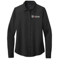 Deep Black front - Kodiak Brooks Brothers® Women’s Full-Button Satin Blouse - Kodiak Project Services Logo