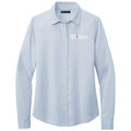Heritage Blue front - Kodiak Brooks Brothers® Women’s Full-Button Satin Blouse - Kodiak Project Services Logo