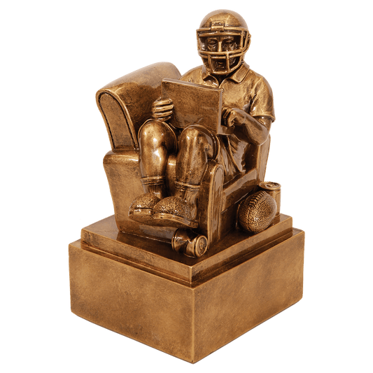 6in Antique Gold Fantasy Football Man in Chair Resin