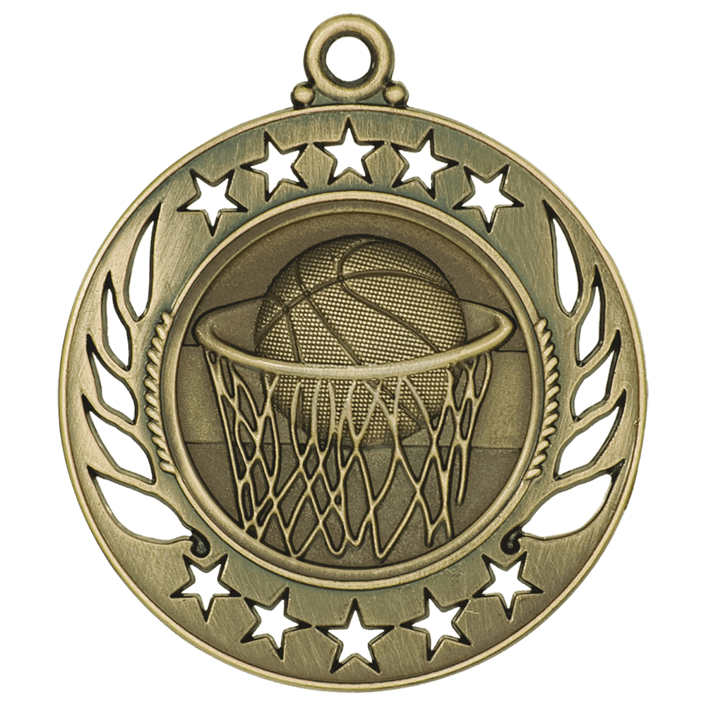 Antique Gold Basketball Galaxy Medal