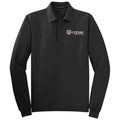 Black front - Kodiak Port Authority® Silk Touch™ Long Sleeve Polo - Kodiak Project Services Logo