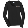 Jet Black front - Kodiak Port & Company® Ladies Long Sleeve Fan Favorite™ V-Neck Tee - Kodiak Project Services Logo