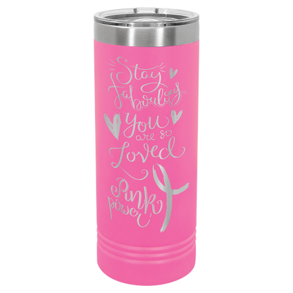 22 oz Skinny Tumbler with Slider Lid and Stainless Steel Engraving