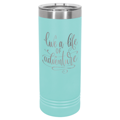 22 oz Skinny Tumbler with Slider Lid and Stainless Steel Engraving
