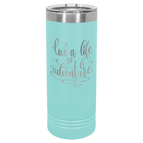 22 oz Skinny Tumbler with Slider Lid and Stainless Steel Engraving