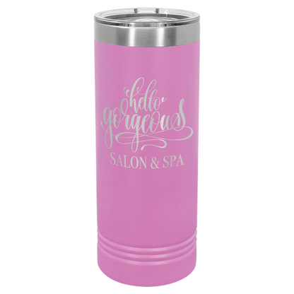 22 oz Skinny Tumbler with Slider Lid and Stainless Steel Engraving