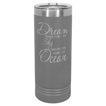 22 oz Skinny Tumbler with Slider Lid and Stainless Steel Engraving