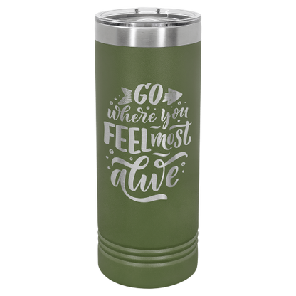 22 oz Skinny Tumbler with Slider Lid and Stainless Steel Engraving