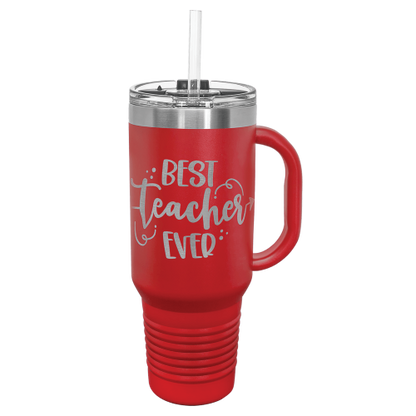 40 oz Travel Mug with Snap Lid & Straw and Stainless Steel Engraving