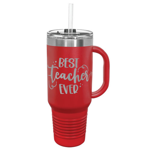 40 oz Travel Mug with Snap Lid & Straw and Stainless Steel Engraving