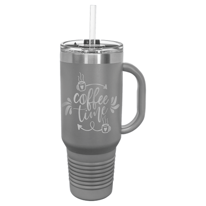 40 oz Travel Mug with Snap Lid & Straw and Stainless Steel Engraving