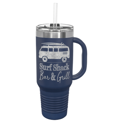 40 oz Travel Mug with Snap Lid & Straw and Stainless Steel Engraving