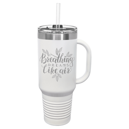 40 oz Travel Mug with Snap Lid & Straw and Stainless Steel Engraving