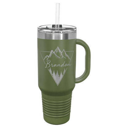 40 oz Travel Mug with Snap Lid & Straw and Stainless Steel Engraving