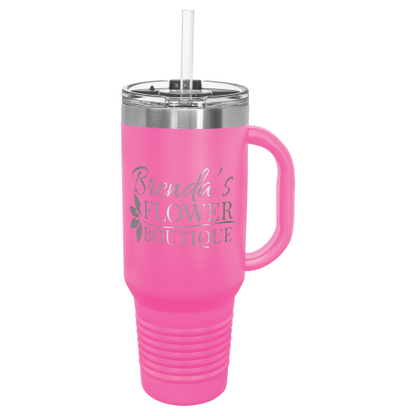 40 oz Travel Mug with Snap Lid & Straw and Stainless Steel Engraving