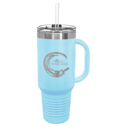 40 oz Travel Mug with Snap Lid & Straw and Stainless Steel Engraving