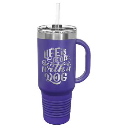 40 oz Travel Mug with Snap Lid & Straw and Stainless Steel Engraving