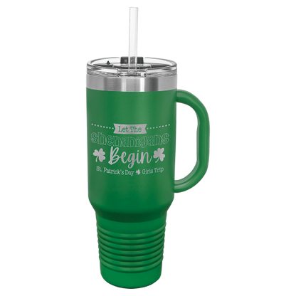 40 oz Travel Mug with Snap Lid & Straw and Stainless Steel Engraving