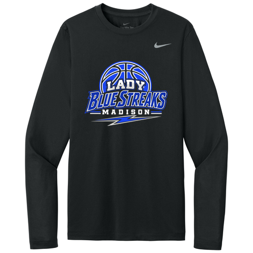 Black front - 2026 - 2027 Madison Girls Basketball Nike Team rLegend Long Sleeve Tee