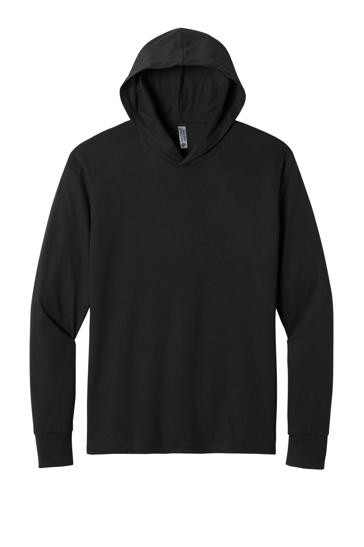 Black front - Next Level Apparel CVC Long Sleeve Hoodie NL6221