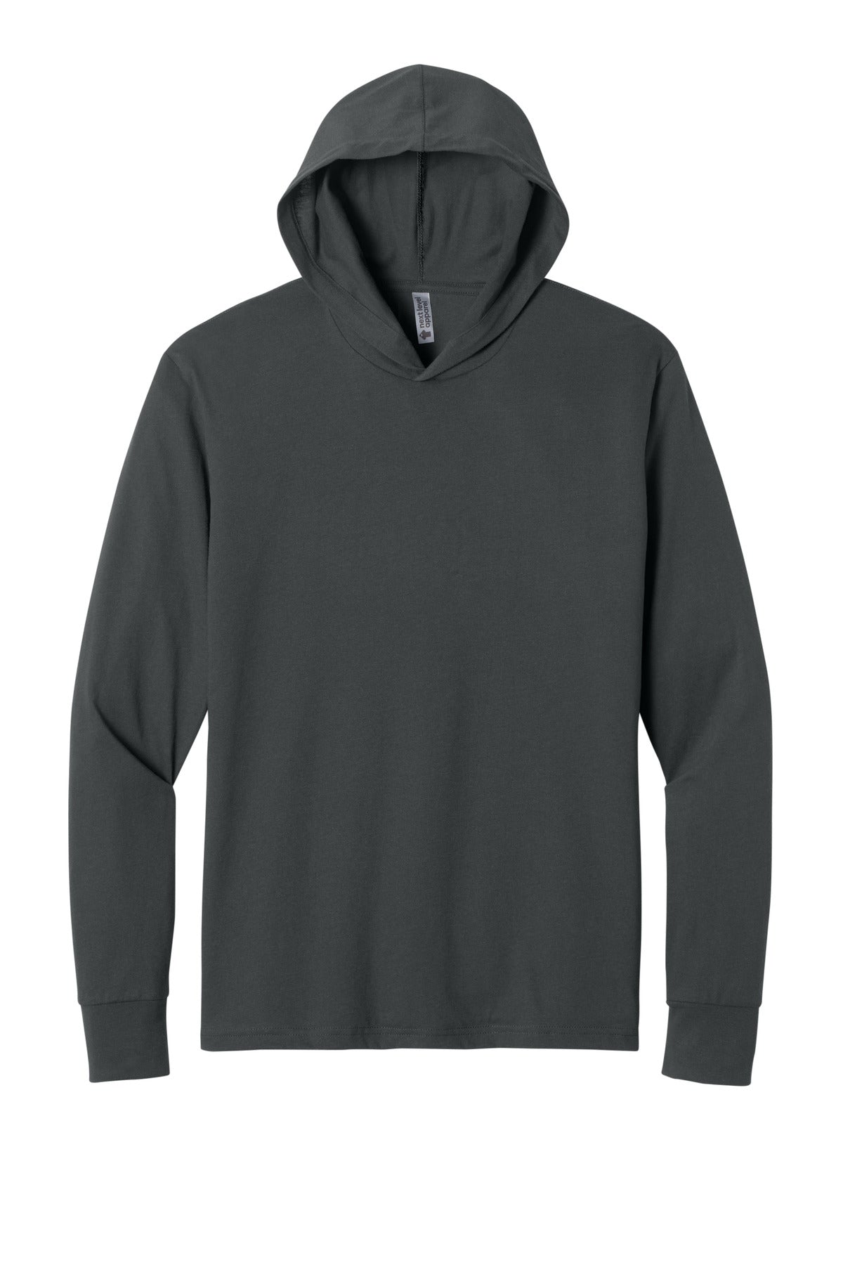 Charcoal front - Next Level Apparel CVC Long Sleeve Hoodie NL6221