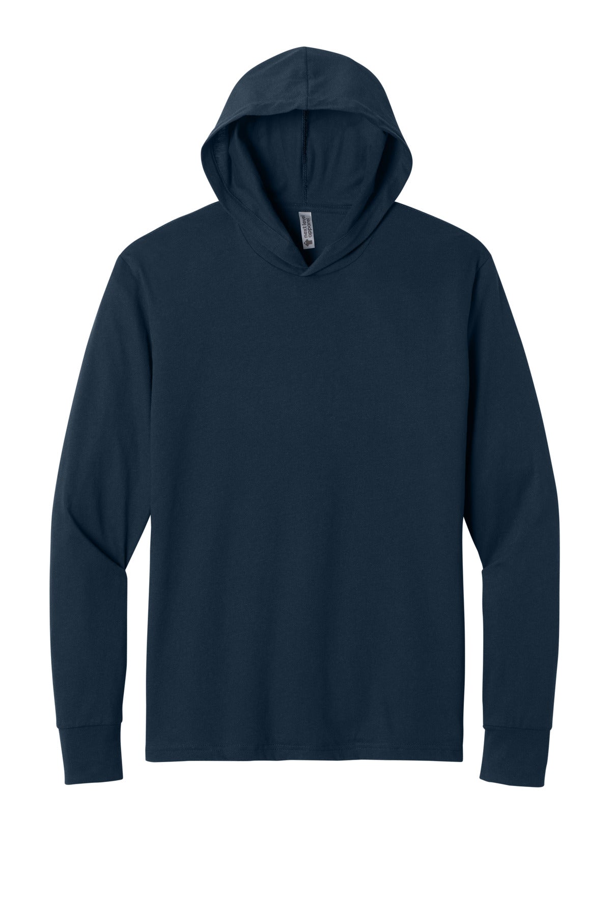 Midnight Navy front - Next Level Apparel CVC Long Sleeve Hoodie NL6221