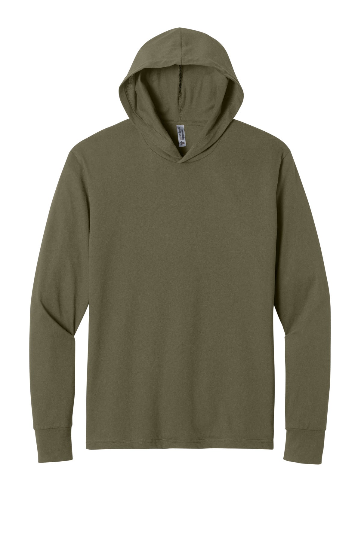 Military Green front - Next Level Apparel CVC Long Sleeve Hoodie NL6221