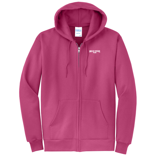 Sangria front - Mean Mugs Pub Port & Co Core Fleece Full-Zip Hooded Sweatshirt