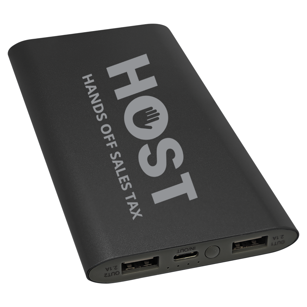Hands Off Sales Tax Power Bank & Wireless Anodized Aluminum Charger with USB-C Cord