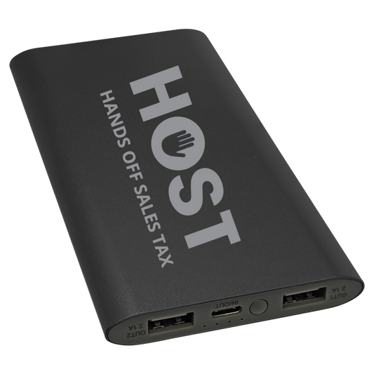 Hands Off Sales Tax Power Bank & Wireless Anodized Aluminum Charger with USB-C Cord