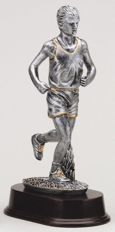 10in Silver Male Running Resin With Gold Trim