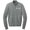 Medium Heather Grey front - Kodiak Port Authority® Easy Care Full-Zip Sweater - Kodiak Project Services Logo