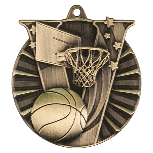 2in Antique Gold Basketball Victory Medal